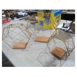 SET OF 3 GEOMETRIC GOLD WIRE WALL SHELVES