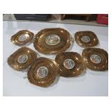 VINTAGE GOLD GILT PORCELAIN SERVING PLATE SET