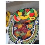 HANDPAINTED POTTERY BOWL & METAL WALL PLAQUE