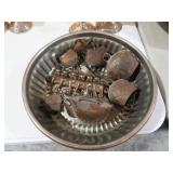 COLL. BRASS BELLS, CAT WALL HOOK & COPPER PAN