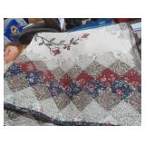 FLORAL PATCHWORK QUILT WITH VINE EMBROIDERY