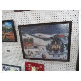 FRAMED PEOPLE IN SNOW PUZZLE - ARTIST SIGNED