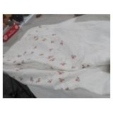 WHITE QUILT WITH EMBROIDERED PINK ROSE VINES