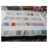 VINTAGE MULTICOLOR STRIPED PATCHWORK QUILT