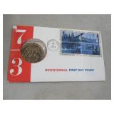 1973 BICENTENNIAL 1ST DATE COIN & STAMPS