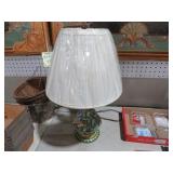 HANDPAINTED CERAMIC TABLE LAMP WITH SHADE
