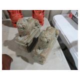 PAIR CERAMIC LION BOOKENDS