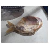 CARVED ONYX STONE FISH DISH