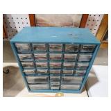 METAL PARTS BIN WITH FISHING LURES
