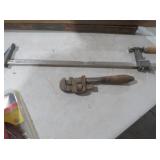 COLLECTION OF BAR CLAMP AND PIPE WRENCH