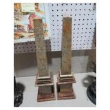 PAIR NEO CLASSICAL CARVED STONE OBELISKS