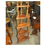 VICTORIAN STYLE 5 TIERED CORNER WOOD SPINDLE SHELF