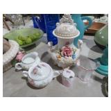 PORCELAIN FLORAL DECORATED TEA SERVICE SET