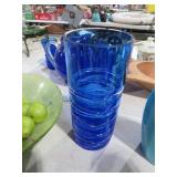 COBALT BLUE SPIRAL RIBBED GLASS VASE