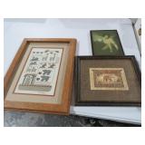 SET OF THREE FRAMED ARTWORKS AND PRINTS