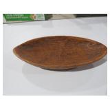 HAND CARVED WOODEN OVAL SERVING BOWL