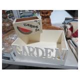 DISTRESSED WHITE WOODEN GARDEN AND SEEDS CRATE
