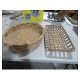 SET OF TWO WICKER AND WOVEN BASKETS