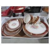 VINTAGE FLORAL CHINA TEA SET WITH GOLD TRIM
