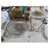 GLASS SERVING BOWL AND CRACKLE GLASS VASE SET