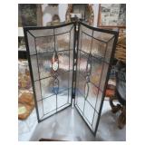 TWO-PANEL HINGED LEADED GLASS ROOM DIVIDER