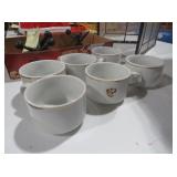 SET OF SIX WHITE COFFEE CUPS WITH GOLD TRIM