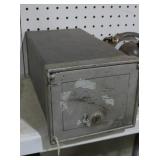 VINTAGE METAL SECURITY LOCK BOX WITH KEY