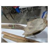 SET OF TWO GARDEN SHOVELS WITH WOOD HANDLES