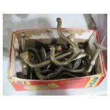 VINTAGE BRASS DOUBLE ROBE HOOKS SET