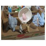 COLLECTION OF FIVE DECORATIVE PORCELAIN BUNNIES