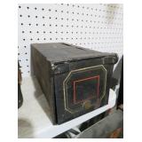 VINTAGE BLACK METAL DEPOSIT BOX WITH KEY LOCK