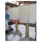 SET OF TWO BRASS FINISH CONE TABLE LAMPS