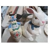 SET OF TWO DECORATIVE RABBIT FIGURINES