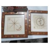 SET OF TWO SUN AND MOON FRAMED ART PRINTS