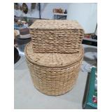SET OF TWO WOVEN WICKER STORAGE BASKETS