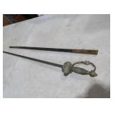 ANTIQUE CEREMONIAL SWORD WITH ORNATE BRASS HILT