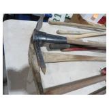 PAIR OF WOOD  HANDLE MATTOCKS
