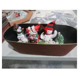 CHRISTMAS DECORATIVE BASKET WITH HOLIDAY FIGURES