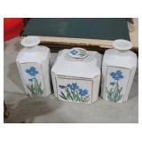 VINTAGE PORCELAIN FLORAL VANITY SET