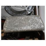 SILVER GLITTER CLUTCH EVENING BAG