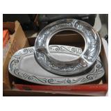 TWO-PIECE DECORATIVE METAL SERVING TRAY SET