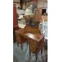 ANTIQUE MAHOGANY DRESSER, ROUND MIRROR, 4 DRAWERS