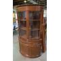 MAHOGANY CURVED GLASS CORNER CURIO CABINET