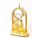 FRENCH BRONZE GILT MANTLE CLOCK