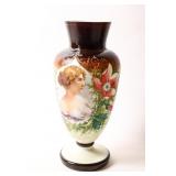 VICTORIAN HANDPAINTED GLASS VASE