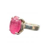 6 CARAT RUBY AND STERLING RING