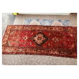 LARGE BURGUNDY AND NAVY CARPET