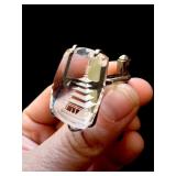 JAPANESE ROCK CRYSTAL PAGODA SILVER CUFFLINKS