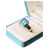 2.8 CARAT BLUE TOPAZ STERLING RING