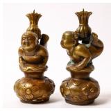 CHINESE BRONZE CANDLESTICKS